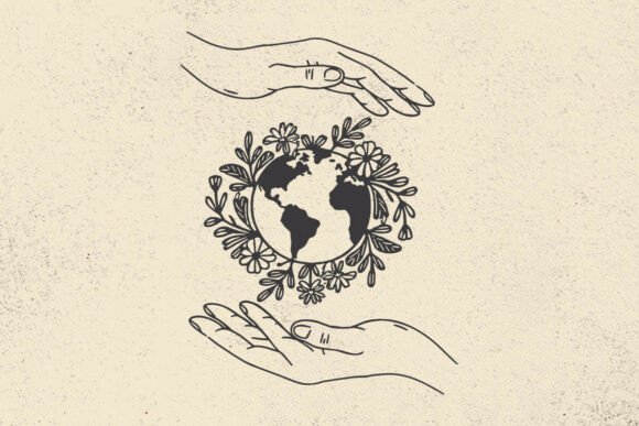 Botanical Earth in Woman Hands Svg File