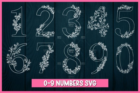 Floral Number 0-9 SVG Outline Design