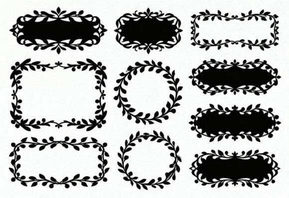 Floral Scrollwork Frames SVG Clipart Set