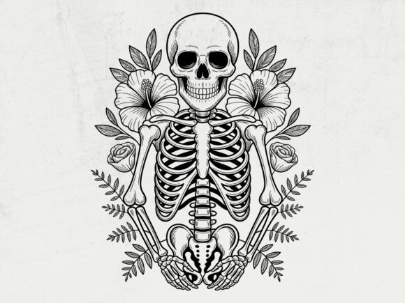 Floral Skeleton Anatomy SVG, Halloween