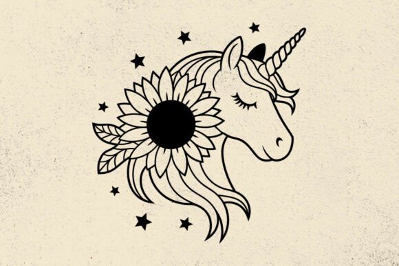 Little Girl Unicorn with Flowers Svg