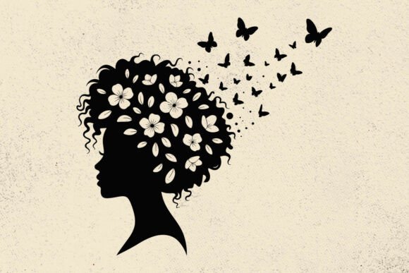 Magic Black Woman Silhouette Butterflies