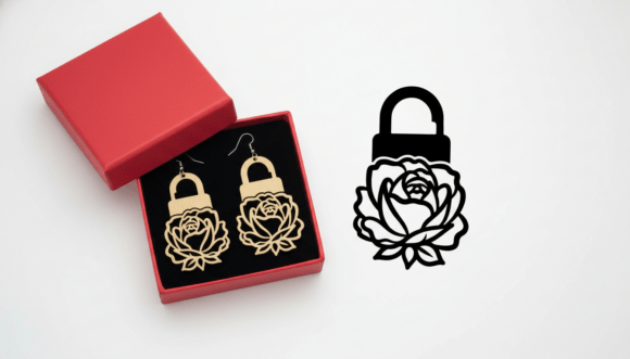 Rose Lock Earring Laser Cut File