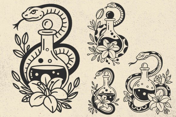 Snake SVG, Potion Bottle SVG, Animal Svg