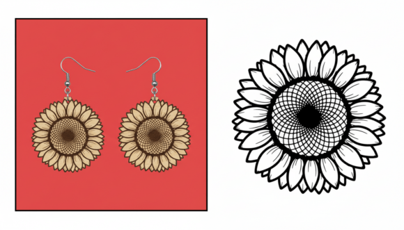 Sunflower Laser Cut Earring Design