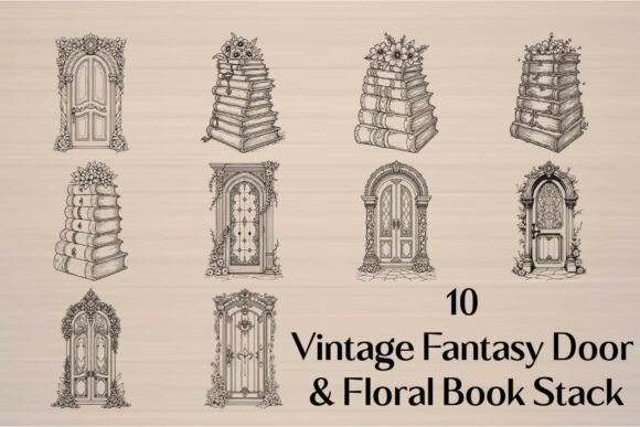 Vintage Floral Book Stack SVG Bundle