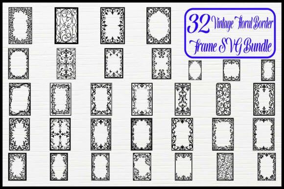 Vintage Floral Border Frame SVG Bundle