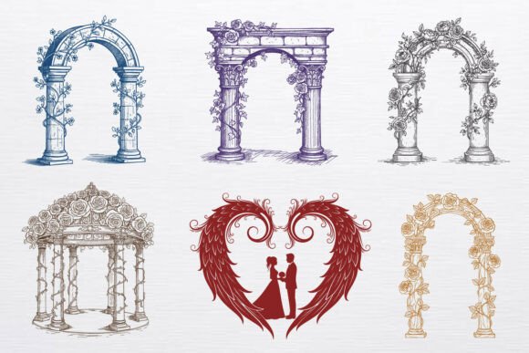 Wedding SVG Bundle - Floral Arch Png Set