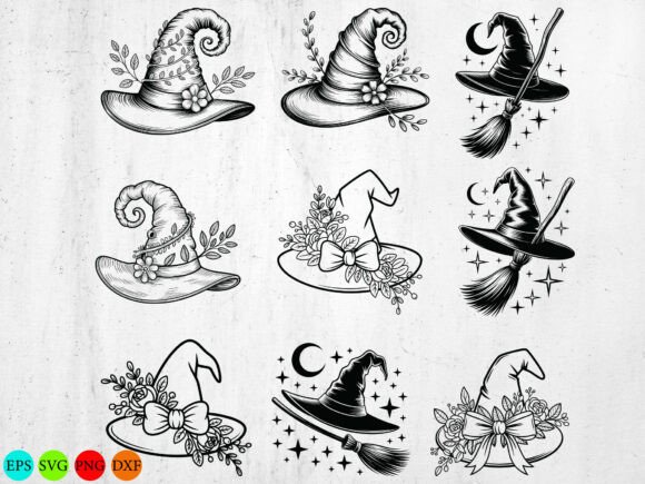 Witch s Hat Svg Bundle, Floral Design